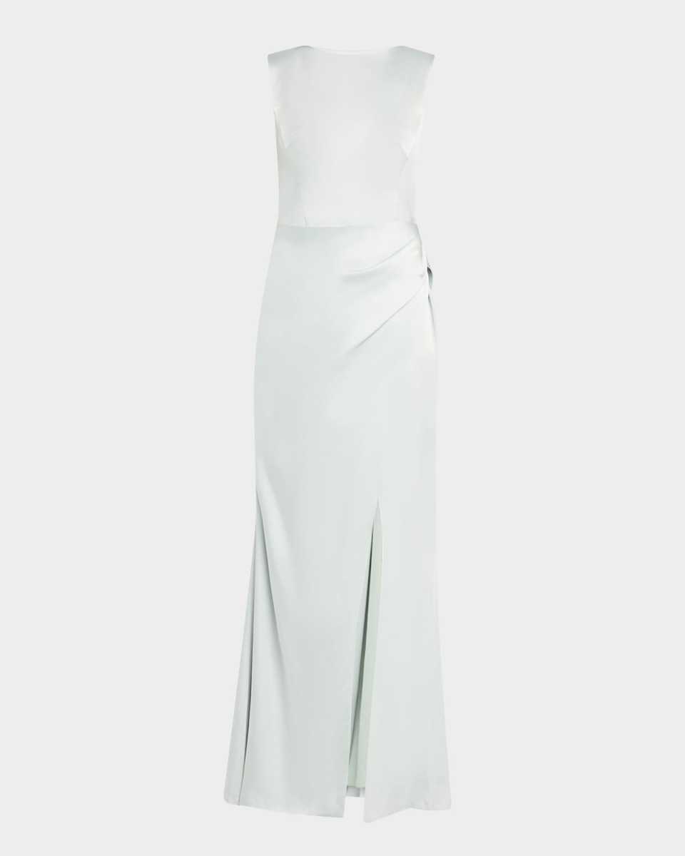 Tommy Draped Open-Back Column Gown